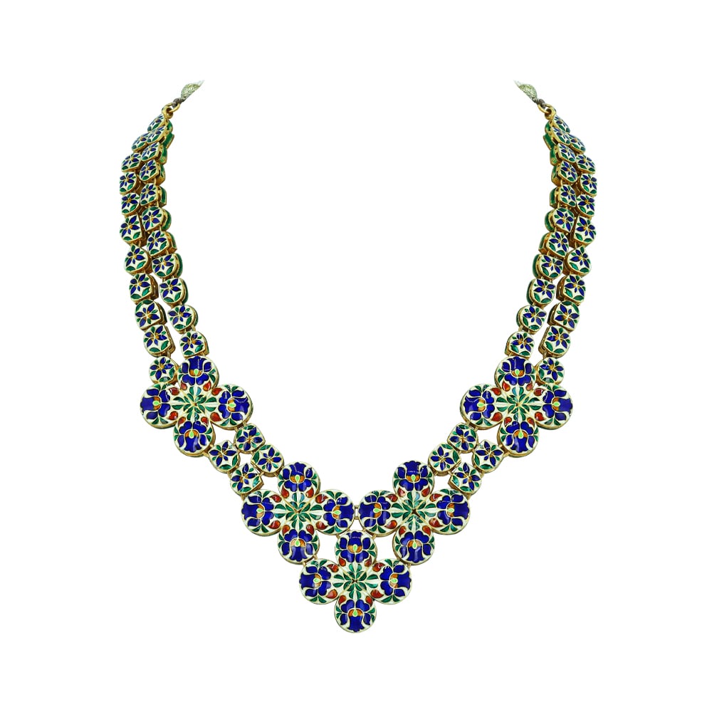 Floral Cluster Polki Necklace with Rose-Cut Diamond Accents